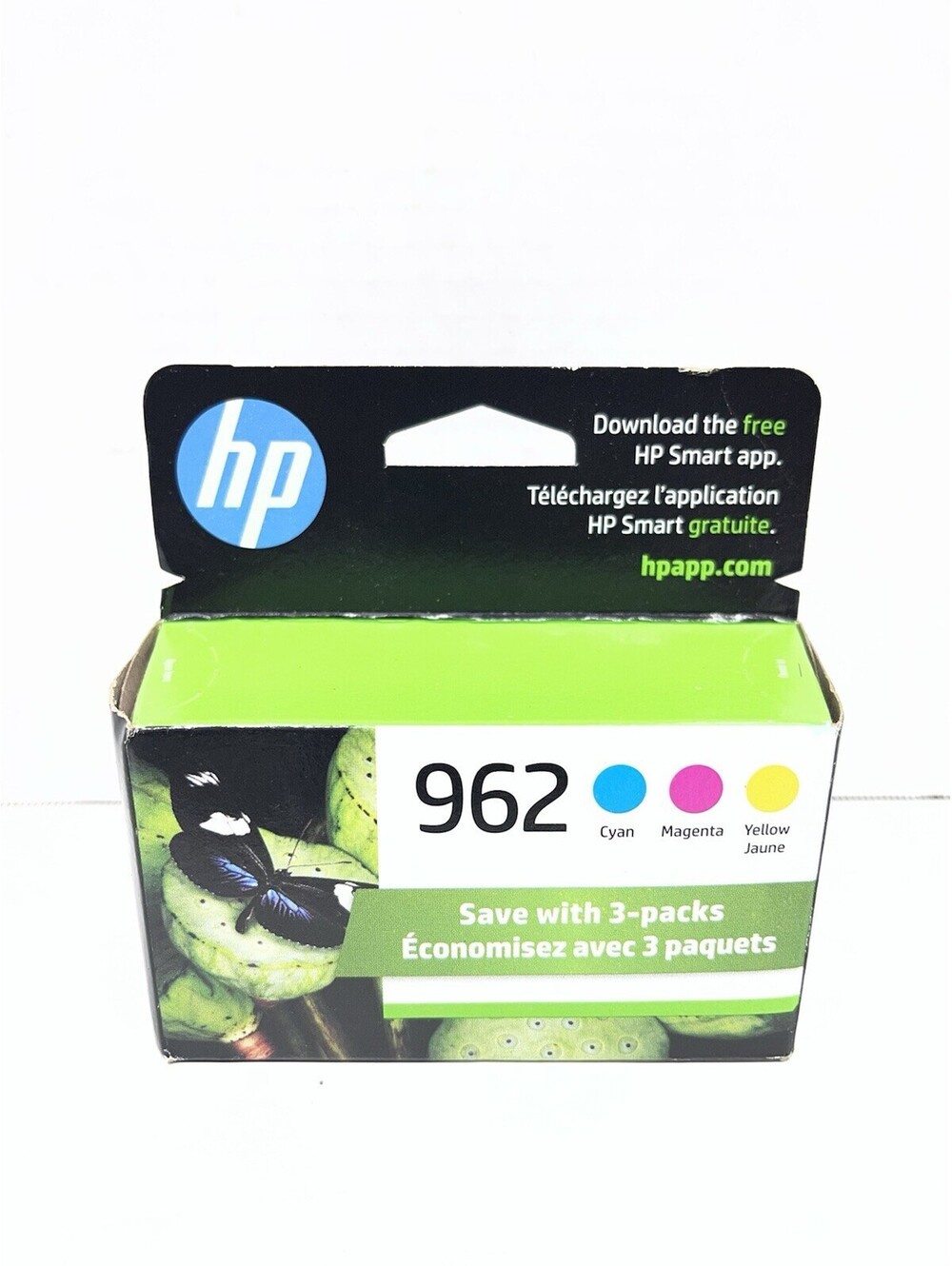 HP 962 Printer Ink Cyan Magenta Yellow Color 3-Pack Genuine OEM Exp 8/24